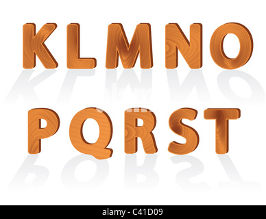 Holzmaserung Textur Zeichen von K bis T Stockfoto