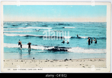 Alte Ansichtskarte der Brandung Baden auf Cape Cod, Massachusetts Stockfoto