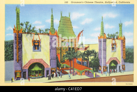 Graumans Chinese Theater in Hollywood, Kalifornien, aus einem Jahrgang 1931-Postkarte Stockfoto