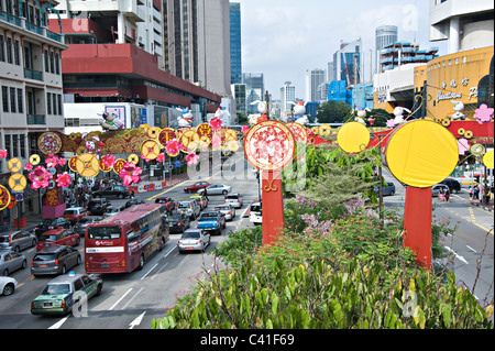 Bunte Straße Dekorationen zum chinesischen Neujahrsfest in Chinatown Singapur Republik Singapur Asien feiern Stockfoto