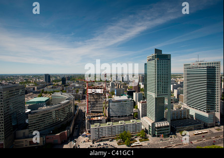 Luftaufnahme der Stadt von oben Kulturpalast, Warschau, Polen Stockfoto