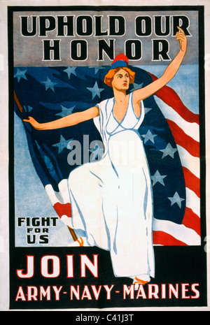 Unsere Ehre--Kampf für uns beitreten Army-Navy-Marines zu wahren. WWI USA Recruiting Poster Stockfoto