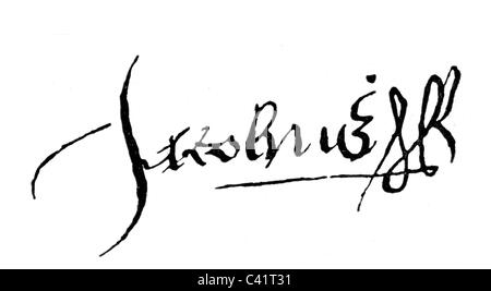 James II., 24.10.1633 - 17.9.1701, König von England 6.2.1685 - 11.12.1688, Unterschrift, Stockfoto