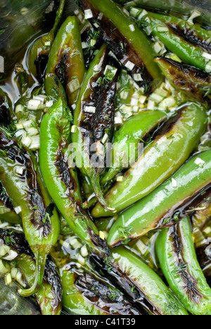 lenguado ganze Marinierte Paprika Serrano Stockfoto