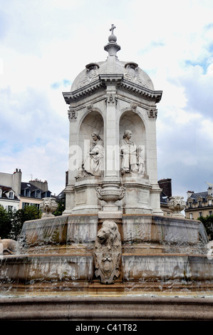 der Brunnen der vier Bischöfe, Saint-Sulpice Platz, Paris, Frankreich Stockfoto