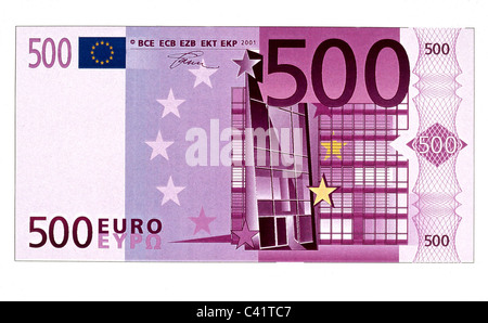 Geld, Banknoten, Euro, 500 Euro-Schein, Vorderseite, Banknote, Geldschein, Rechnung, Banknoten, Banknote, Geldschein, Rechnung, Banknoten, Eu Stockfoto