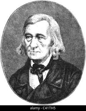 Grimm, Wilhelm, 24.2.1786 - 16.12.1859, deutscher Autor / Verfasser und Linguist, Portrait, Holzstich nach Foto, 19. Jahrhundert Stockfoto