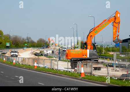 Manchester Metrolink-Straßenbahn im Bau bei Herrn Sheldon Way, Ashton unter Lyne Tameside, England, UK Stockfoto