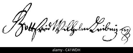 LeibHerr, Herr Wilhelm, 1.7.1646 - 14.11.1716, deutscher Universalgelehrter, Unterschrift, Stockfoto