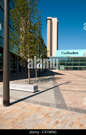 MediaCityUK Gebäude aus dem öffentlichen Bereich Piazza. Salford Quays, Manchester, UK. Stockfoto