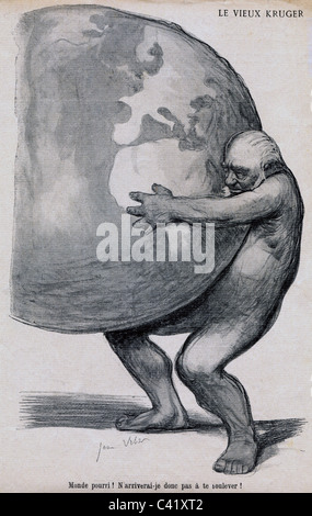 Kruger, Paulus, 10.10.1825 - 14.7.1904/05, südafrikanischer Politiker, als Atlas, Karikatur, Zeichnung von Jean Veber, 'L'Assiette au Beurre', Nr. 26, 28.9.1901, Stockfoto