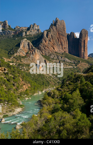 Rio Gallegos in der Nähe von Riglos, Aragon, Spanien Stockfoto