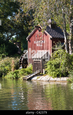 Harper Mühle Grist Mill auf Tom-Sawyer-Insel im Magic Kingdom in Disney World, Kissimmee, Florida