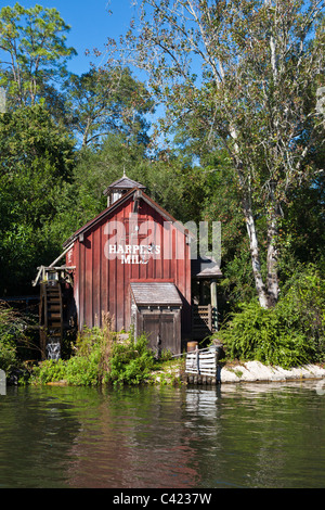 Harper Mühle Grist Mill auf Tom-Sawyer-Insel im Magic Kingdom in Disney World, Kissimmee, Florida Stockfoto