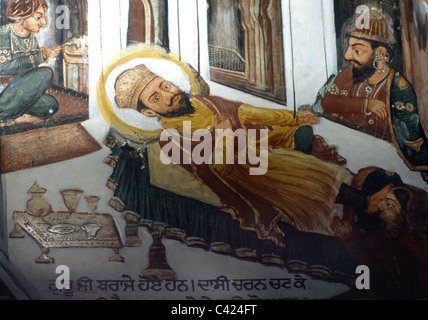 Amritsar Indien Baba Atol Turm 18. Cent Sikh Fresco Fresco Stockfoto