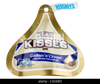 36 Gramm Packung Hersheys kisses weißen Schokolade mit Cookie Bits und crème Stockfoto