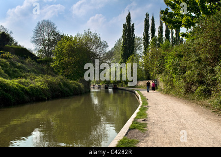Frühling und frühen Sommer Kanal Szene auf dem Kennet und Avon Kanal am Bradford on Avon, Wiltshire, England, uk Stockfoto
