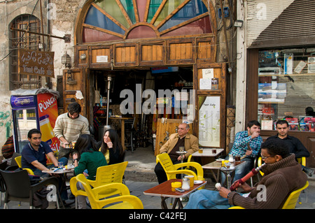 Zentralen Damaskus Syrien Wasserpfeife Cafe Kaffee Teehaus Stockfoto