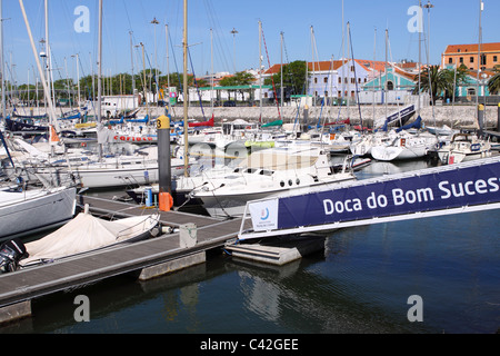 Belem von Lissabon Portugal die marine Yacht Hafen bei Doca Bom Sucesso Stockfoto