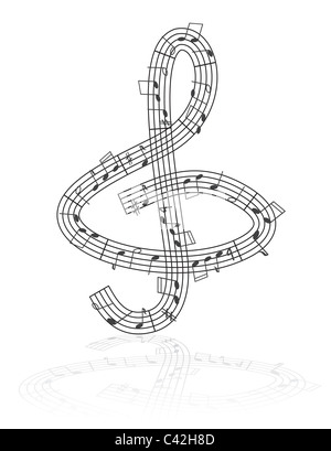 Violinschlüssel gemacht von Notes - abstrakte musikalische illustration Stockfoto