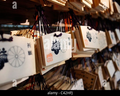 EMA Votiv Platten in einem Shinto-Schrein, Japan Stockfoto