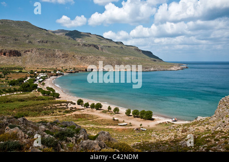 Blick hinunter auf Kato Zakros und seinen Strand entfernten Ostküste Kretas, Griechenland Stockfoto