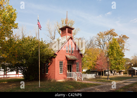 Ein Zimmer-Schulhaus in Billie Creek Village Leben Geschichtsmuseum in Rockville, Parke County, Indiana Stockfoto