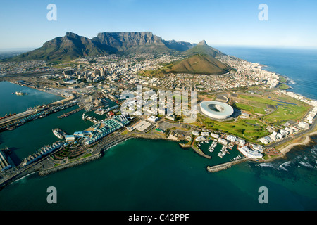 Luftbild von der City of Cape Town, Südafrika. Stockfoto