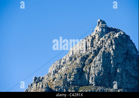 Obere Seilbahnstation am Table Mountain View aus Kloof Weg Kapstadt Südafrika Stockfoto