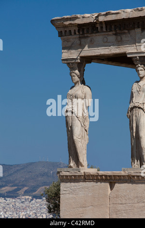 Der Veranda die Karyatiden auf der Akropolis in Athen, Griechenland Stockfoto