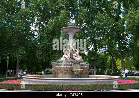 Brunnen-Galapagos, El Parque del Retiro, Madrid, Spanien Stockfoto