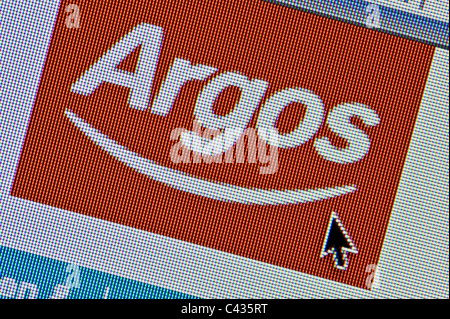 Nahaufnahme von Argos-Logo auf ihrer Website gesehen. (Nur zur redaktionellen Verwendung: print, TV, e-Book und redaktionelle Webseite). Stockfoto