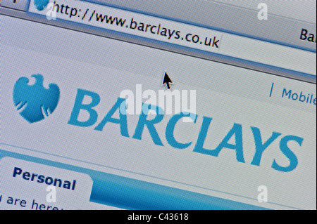 Nahaufnahme von der Barclays-Logo auf ihrer Website gesehen. (Nur zur redaktionellen Verwendung: print, TV, e-Book und redaktionelle Webseite). Stockfoto