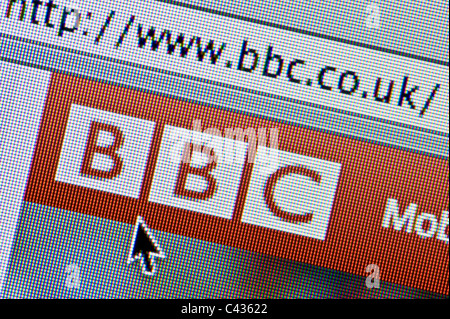 Nahaufnahme von der BBC-Logo, wie auf ihrer Website zu sehen. (Nur zur redaktionellen Verwendung: print, TV, e-Book und redaktionelle Webseite). Stockfoto