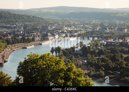 Blick von der Festung Ehrenbreitstein der Rhein in Koblenz, Deutschland Stockfoto