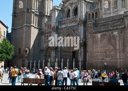 Hauptfassade, Toledo Kathedrale, Spanien Stockfoto