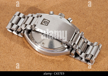 Omega Speedmaster Professional Mark II Edelstahl Swiss Chronograph Armbanduhr mit schwarzem Zifferblatt und weißen Hände JMH4895 Stockfoto