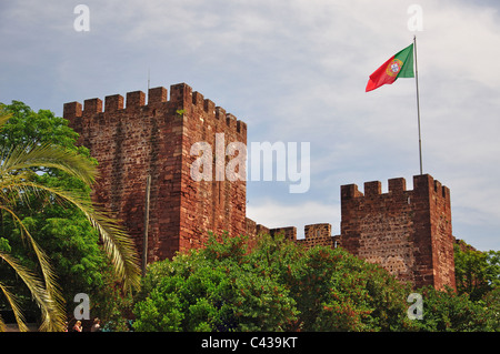 Burgmauern, Schloss Silves, Silves, Region Algarve, Portugal Stockfoto