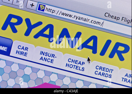 Nahaufnahme von der Ryanair-Logo auf ihrer Website gesehen. (Nur zur redaktionellen Verwendung: print, TV, e-Book und redaktionelle Webseite). Stockfoto