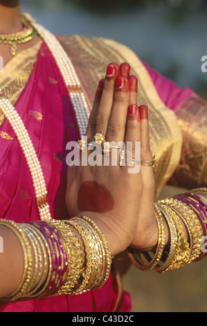 Bombay, Detail, Gruß, Hand, Holiday, Indien, Asien, indischer, Wahrzeichen, Maharastra, Mumbai, Pose, Tourismus, traditionelle, Traditio Stockfoto