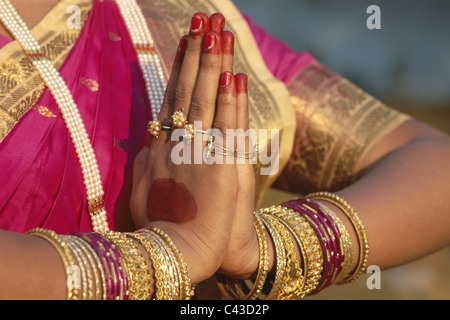 Bombay, Detail, Gruß, Hand, Holiday, Indien, Asien, indischer, Wahrzeichen, Maharastra, Mumbai, Pose, Tourismus, traditionelle, Traditio Stockfoto