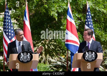 Präsident Barack Obama und David Cameron Stockfoto