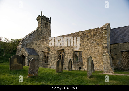 St.-Martins Kirche am Wharram Percy, verlassene mittelalterliche Dorf, North Yorkshire, UK Stockfoto