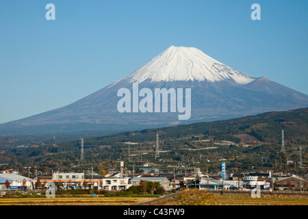 Asien, Japan, Honshu, Mt.Fuji, Mount Fuji, Fujisan, Fuji City, Shinkansen, Hochgeschwindigkeitszug, High-Speed Rail, Berg, Berge, Sn Stockfoto