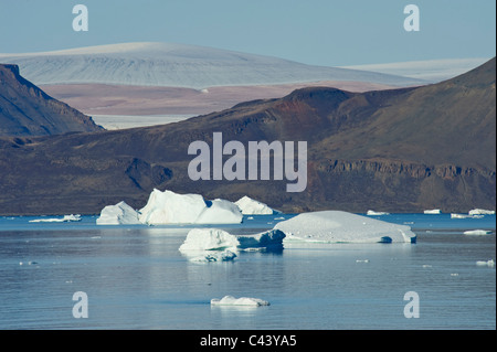 Grönland, Europa, Dundas, Westküste, Nordwestküste, Thule, ehemalige, kommerzielle Beiträge, Eisberge, Landschaft, Hügel, Meer, Eis, Ei, Stockfoto