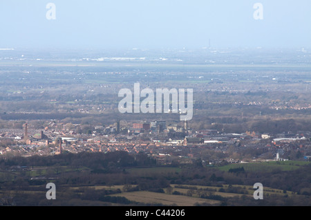 Blick über Chorly in Richtung Blackpool aus Rivington Zander. Stockfoto