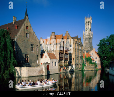 Belgien, Europa, Boot, Brügge, Brügge, Flandern, Holiday, Wahrzeichen, Kai, Rosaire, Tour, Tourismus, Reisen, Urlaub, Western, Stockfoto