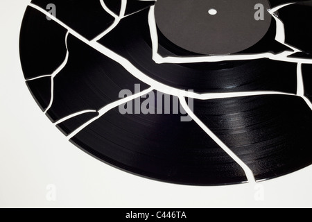A broken Record, close-up, Studio gedreht Stockfoto