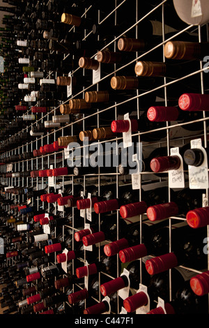 Flaschen Wein im Keller Stockfoto