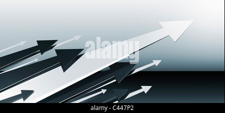 Eine große Gruppe von Pfeilen nach oben Stockfoto